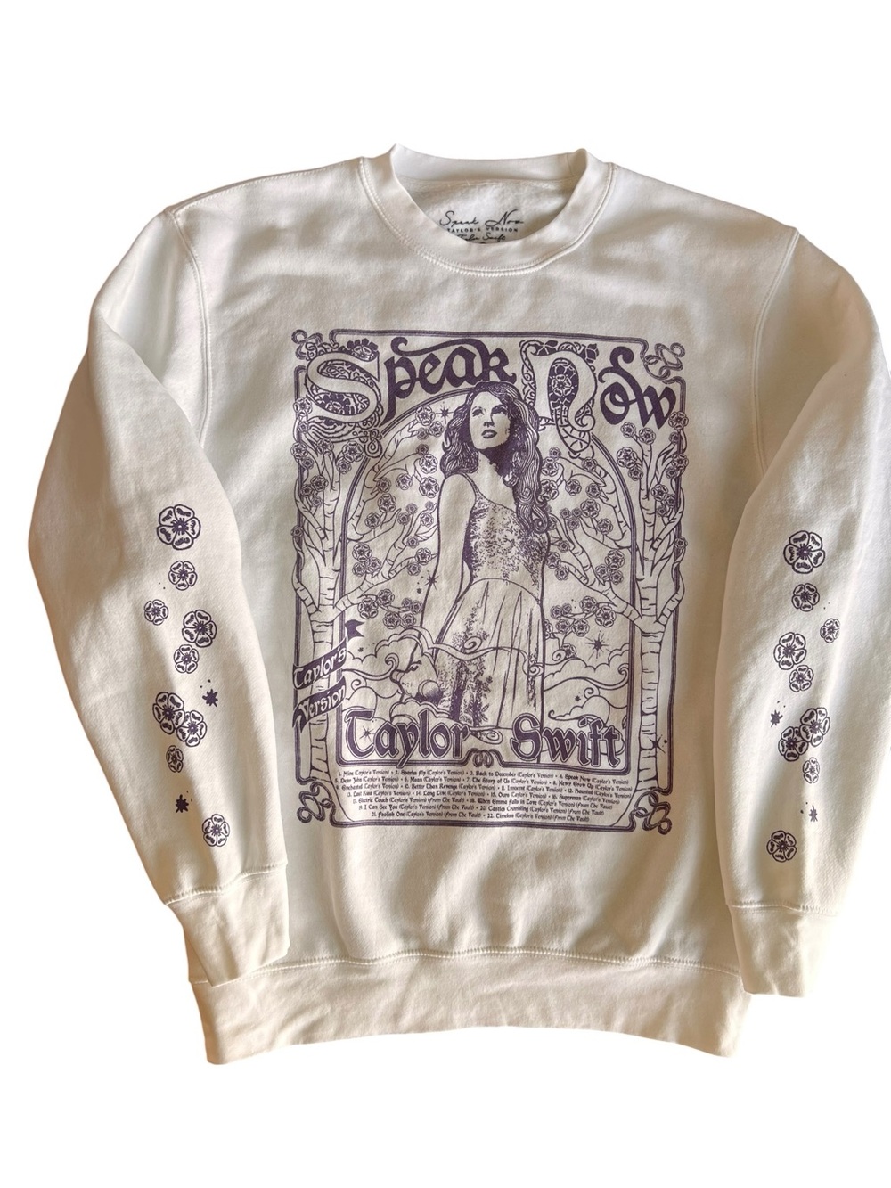 Taylor Swift Speak Now Taylor’s Version Tracklist Ivory Sz M Crewneck Sweatshirt